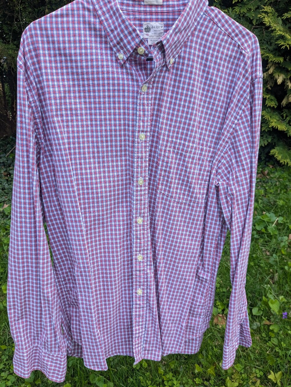J. Crew Men's Red & Blue Plaid Button-Down Shirt